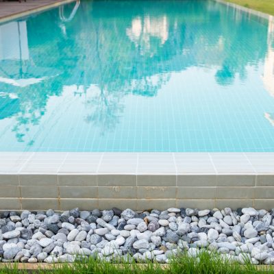 Pool aqua tile stone edge